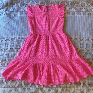 PINK WAVE ALLAMANDA FLORAL EYELET DRESS